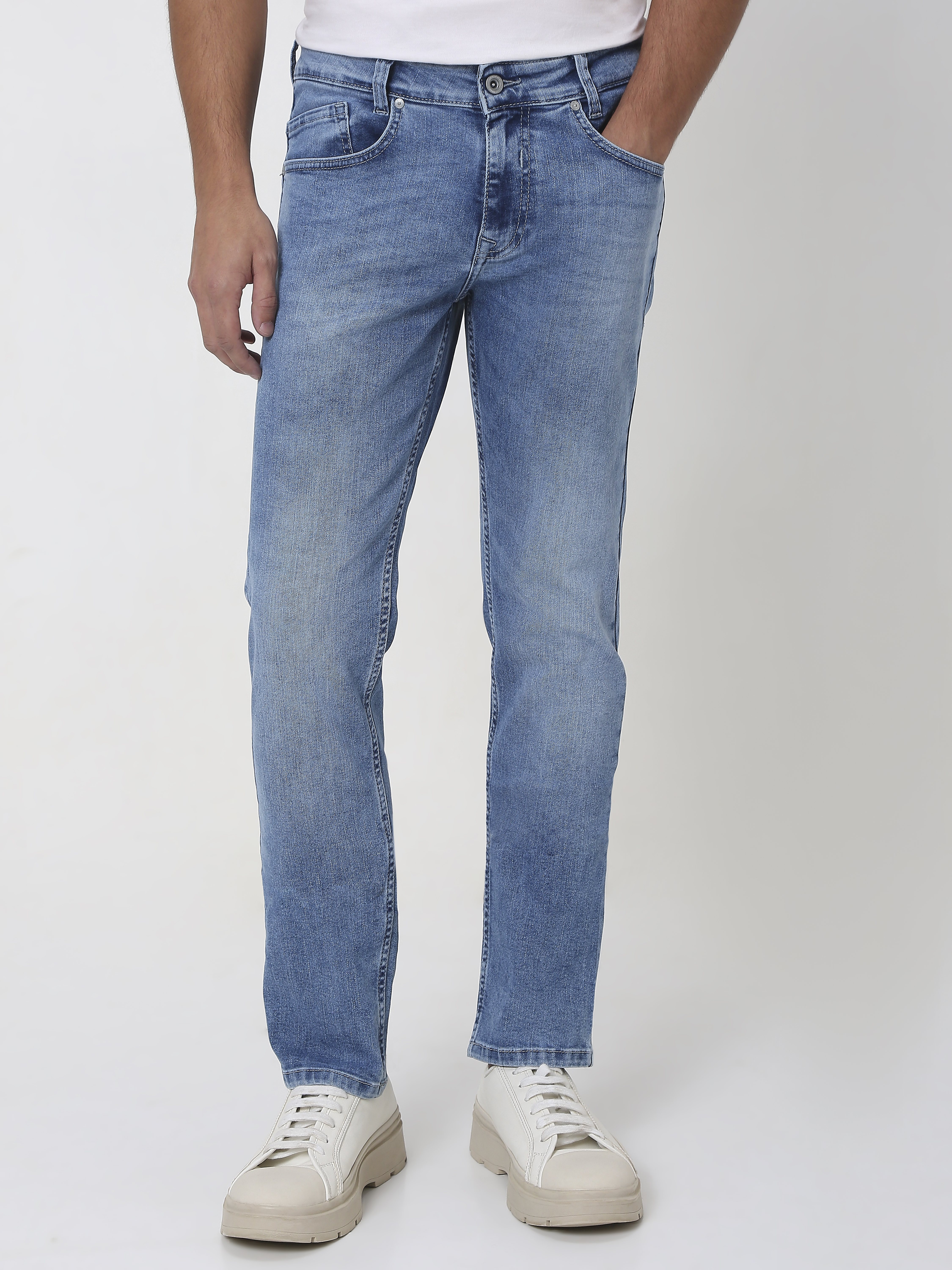 Mid Blue Super Slim Fit Originals Stretch Jeans