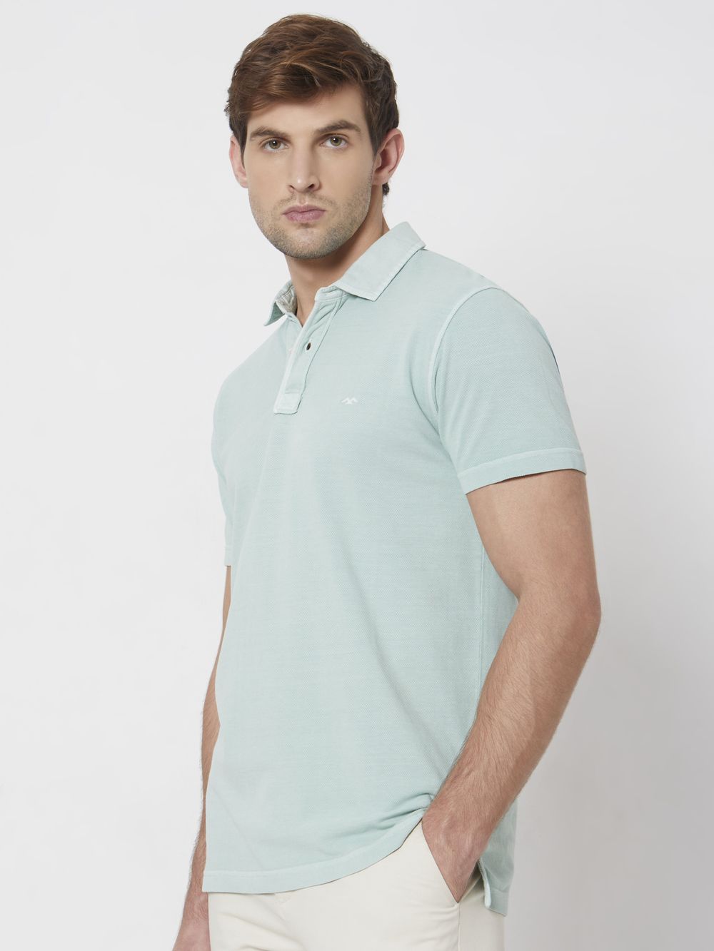 Light Green Plain Slim Fit Polo T-Shirt