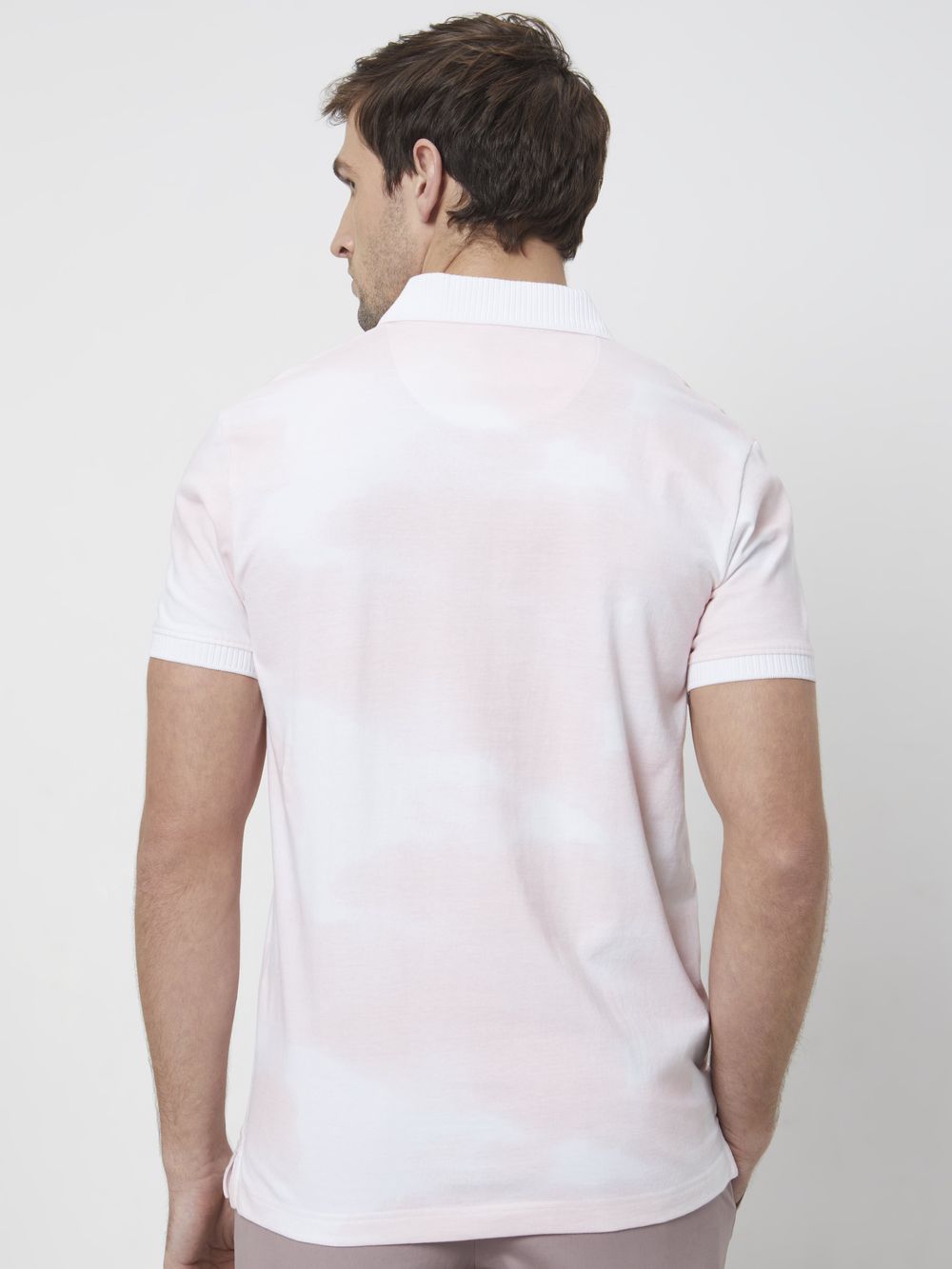 Pink Cloud print Slim Fit Henley T-Shirt