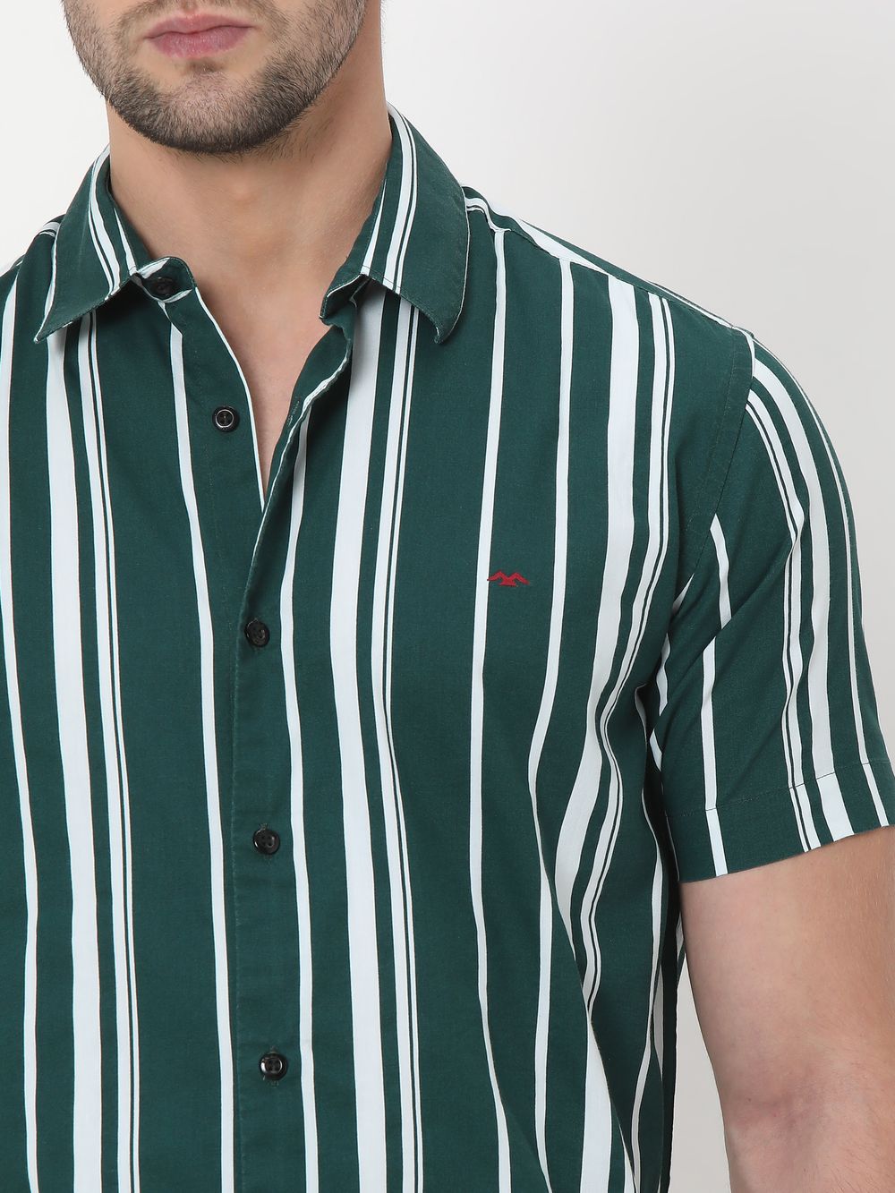 Green & White Resort Stripe Shirt