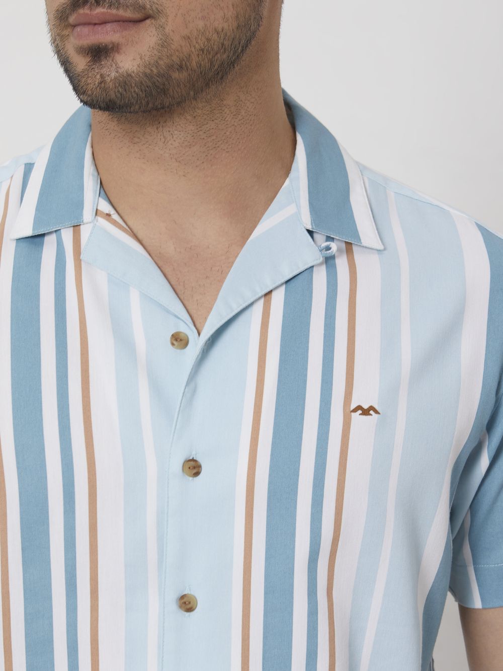Teal Resort Stripe Relaxed Fit Casual Shirt