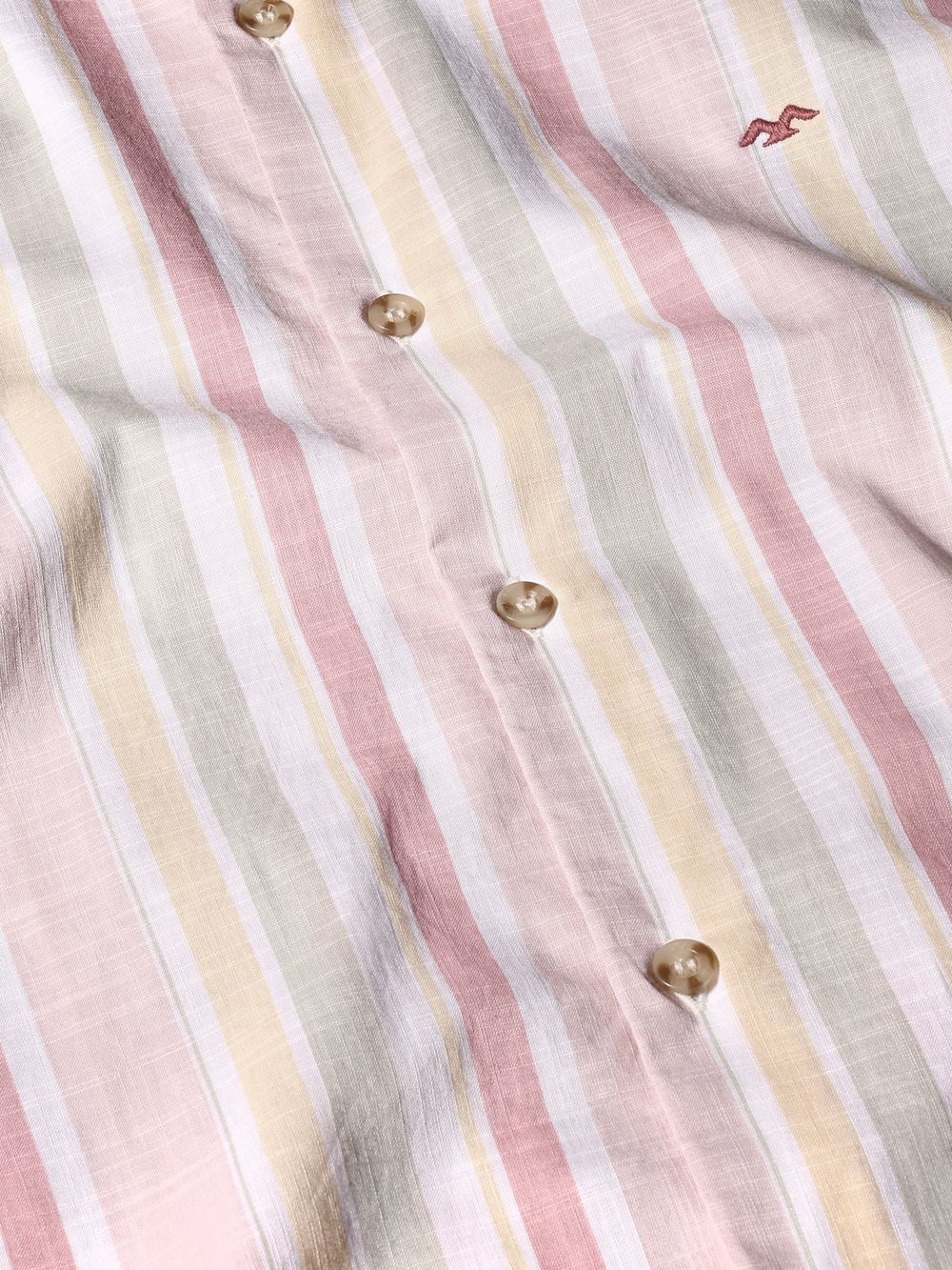Pastel Pink Printed Stripe Slim Fit Casual Shirt