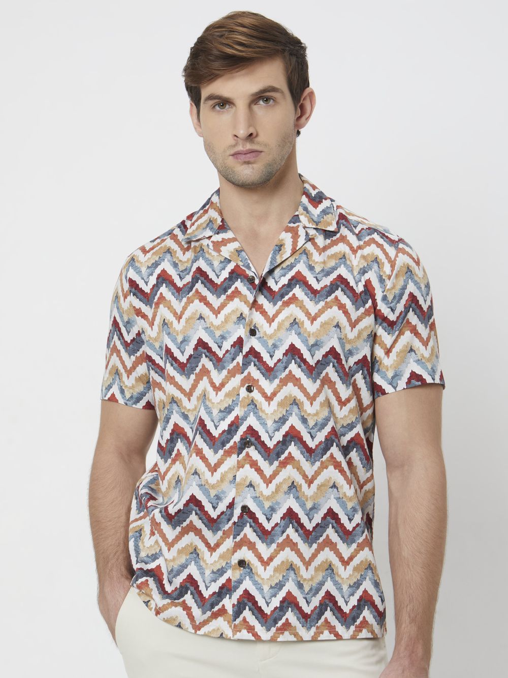 Multi Resort Print Relaxed Fit Casual Shirt