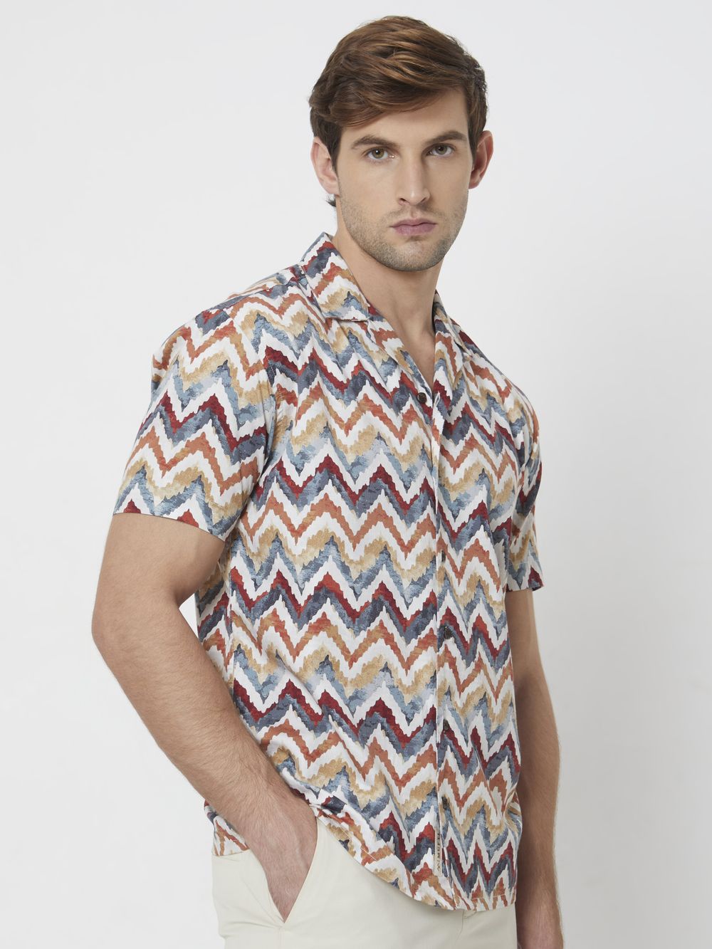 Multi Resort Print Relaxed Fit Casual Shirt