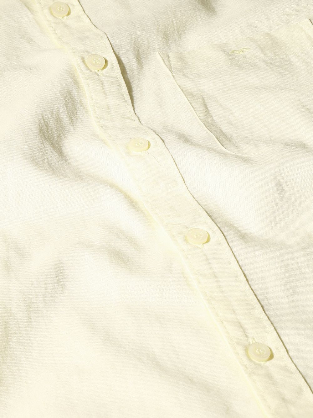 Light Yellow Cotton Linen Plain Slim Fit Casual Shirt