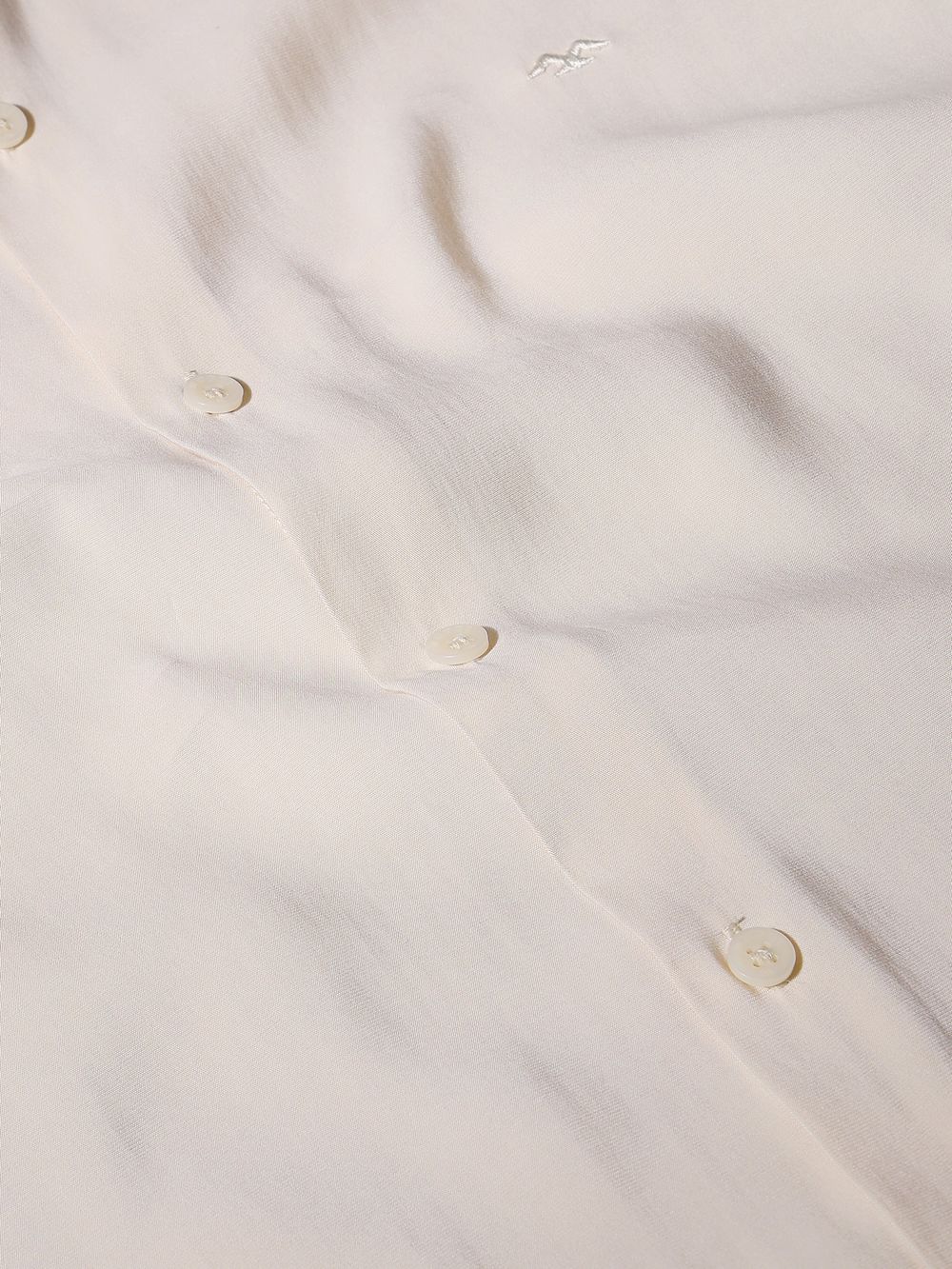 Off White Sandwashed Viscose Blend Slim Fit Casual Shirt