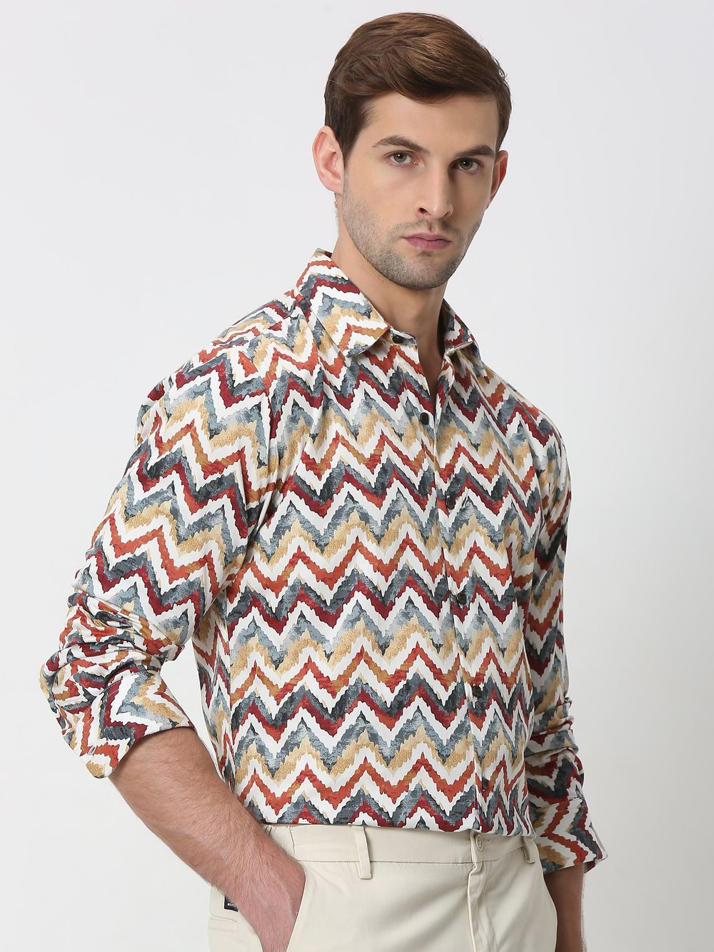 Multi Artisanal Print Slim Fit Casual Shirt