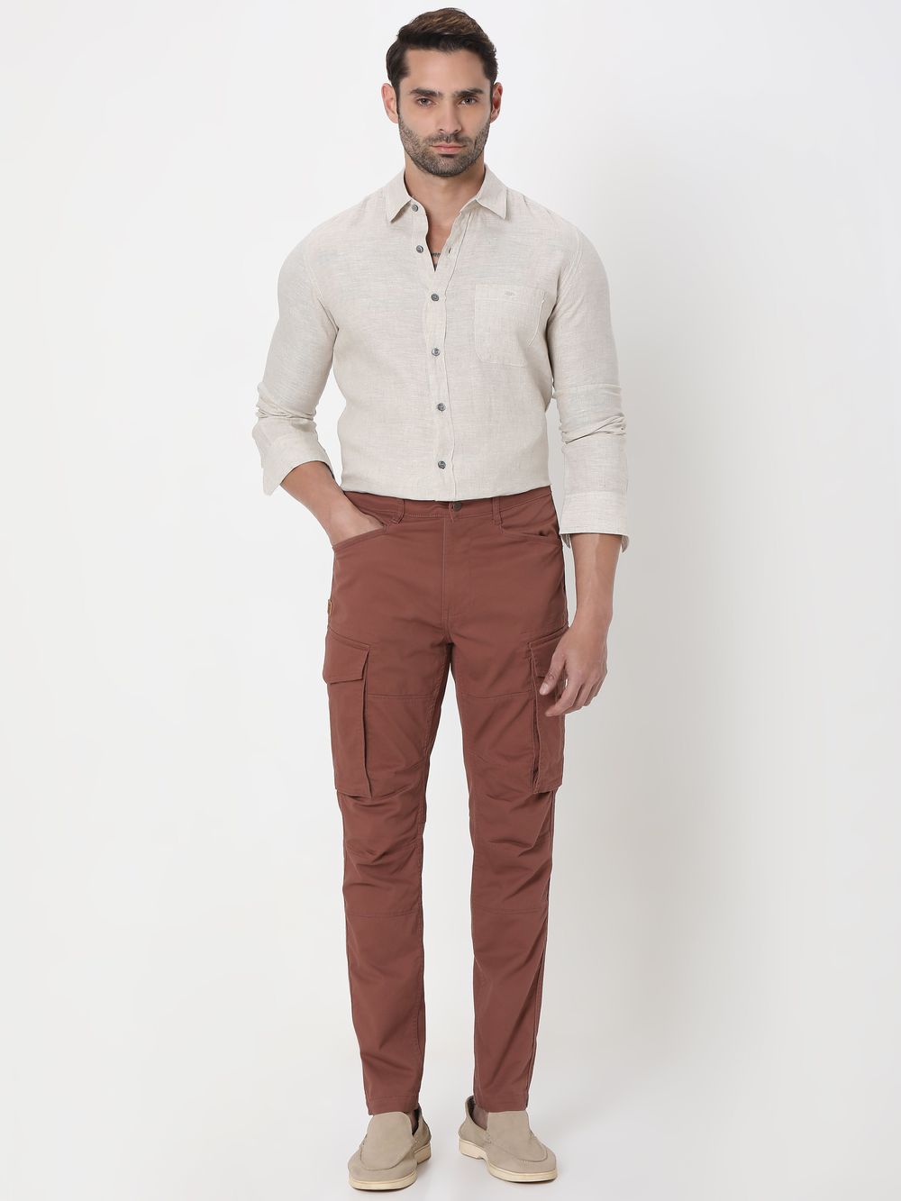 Brown Slim Fit Cargo