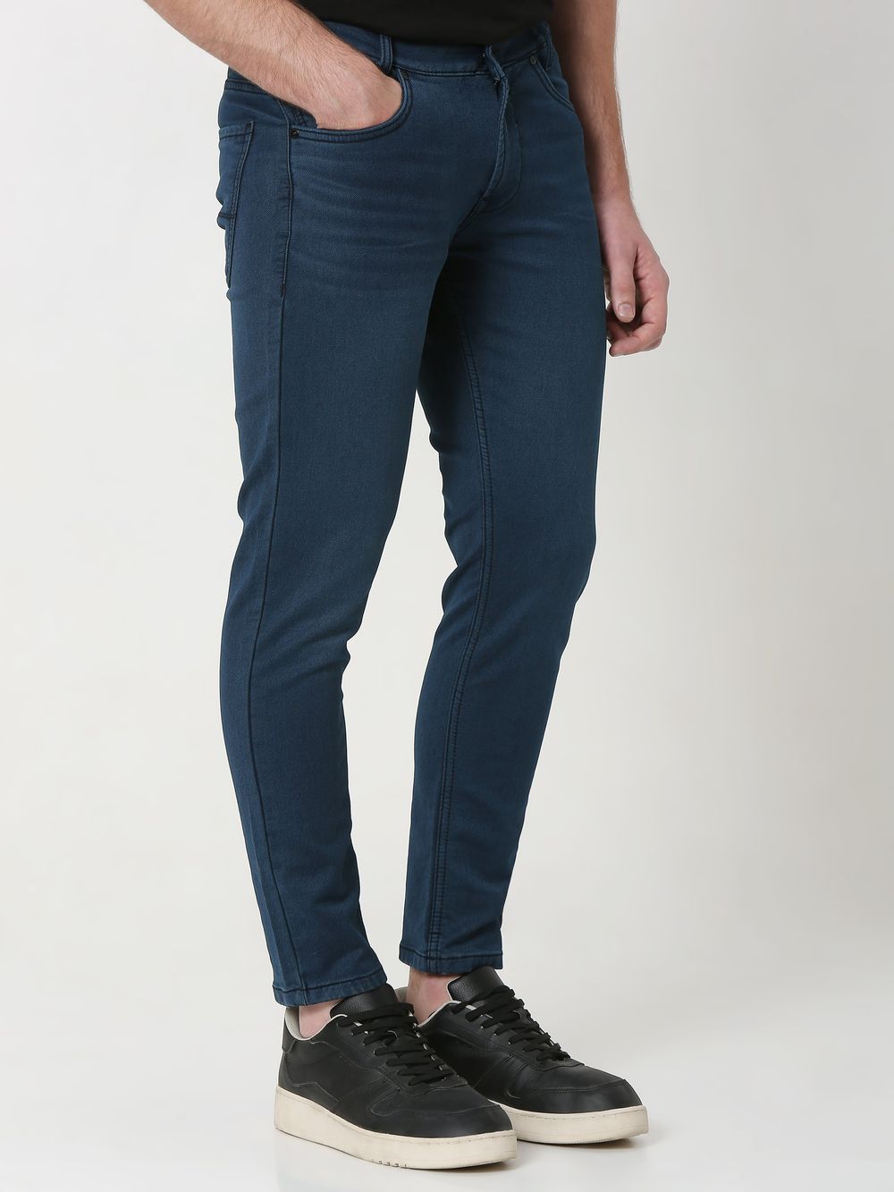 Deep Indigo Blue Ankle Length Denim Deluxe Stretch Jeans
