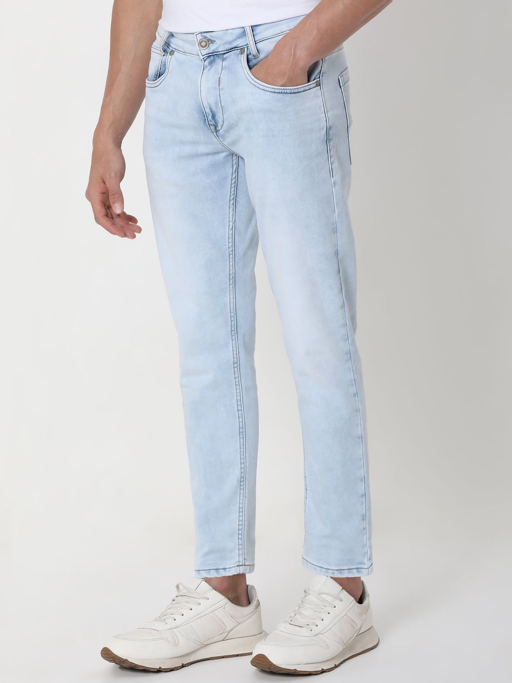 Light Blue Ankle Length Denim Deluxe Stretch Jeans