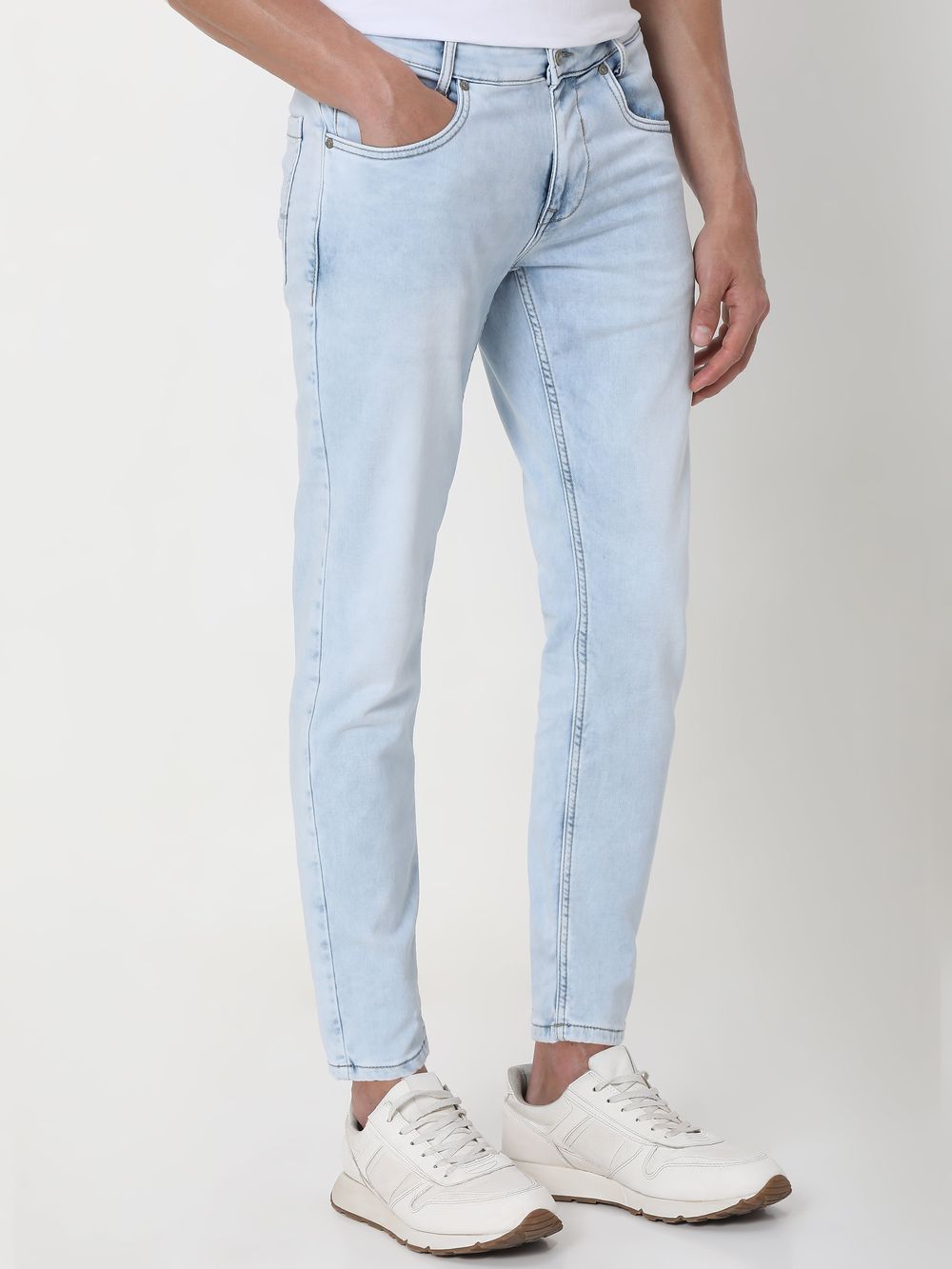 Light Blue Ankle Length Denim Deluxe Stretch Jeans