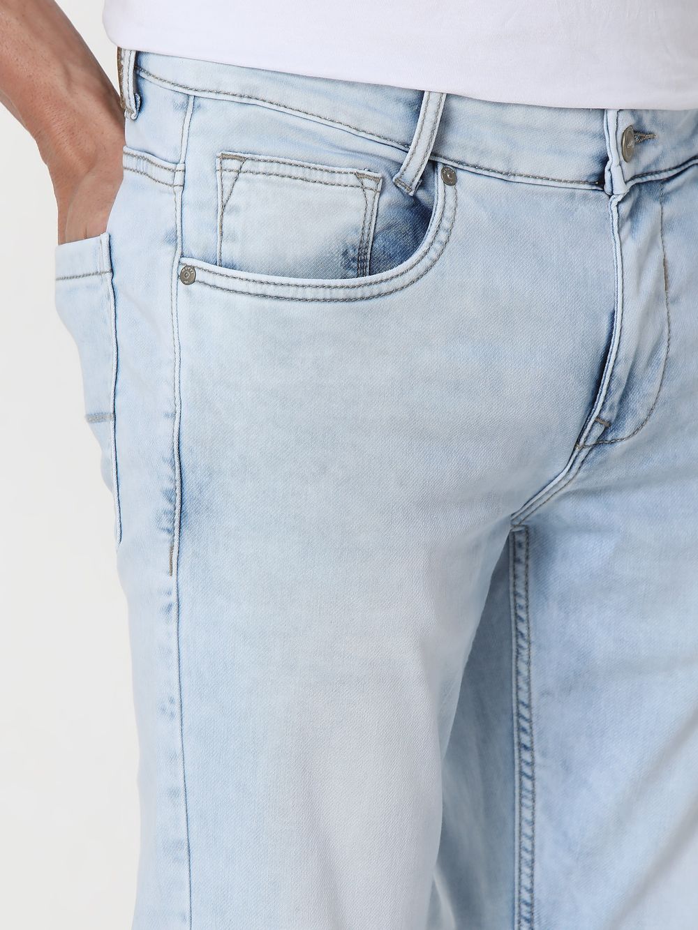 Light Blue Ankle Length Denim Deluxe Stretch Jeans