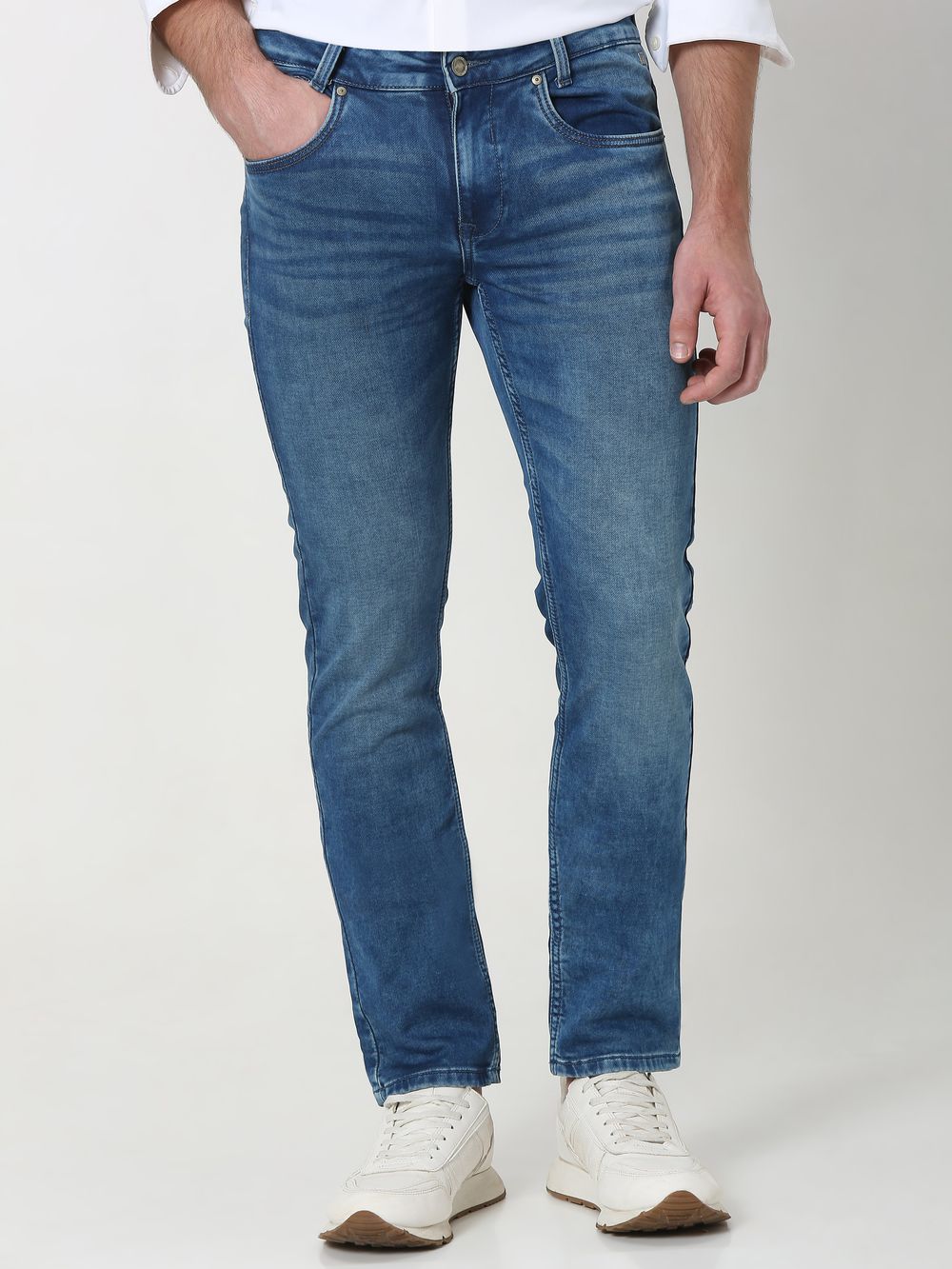 Mid Blue Super Slim Fit Denim Deluxe Stretch Jeans