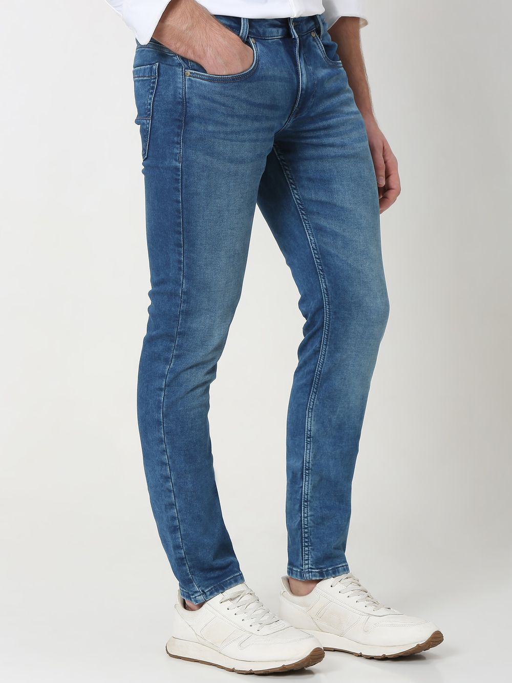 Mid Blue Super Slim Fit Denim Deluxe Stretch Jeans