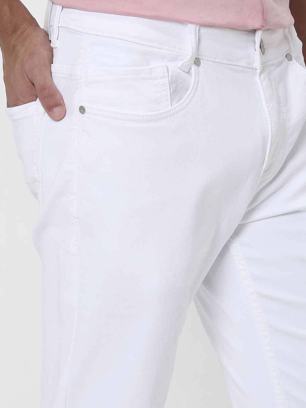 White Narrow Fit Denim Deluxe Stretch Jeans