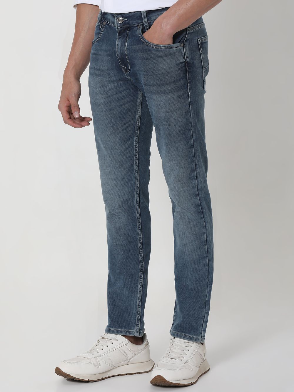 Blue Grey Super Slim Fit Denim Deluxe Stretch Jeans