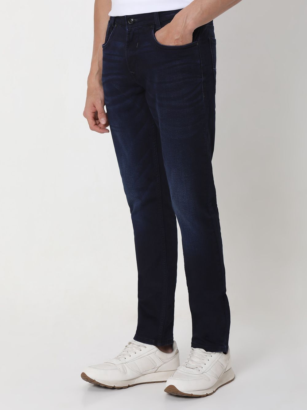 Deep Indigo Blue Skinny Fit Denim Deluxe Stretch Jeans