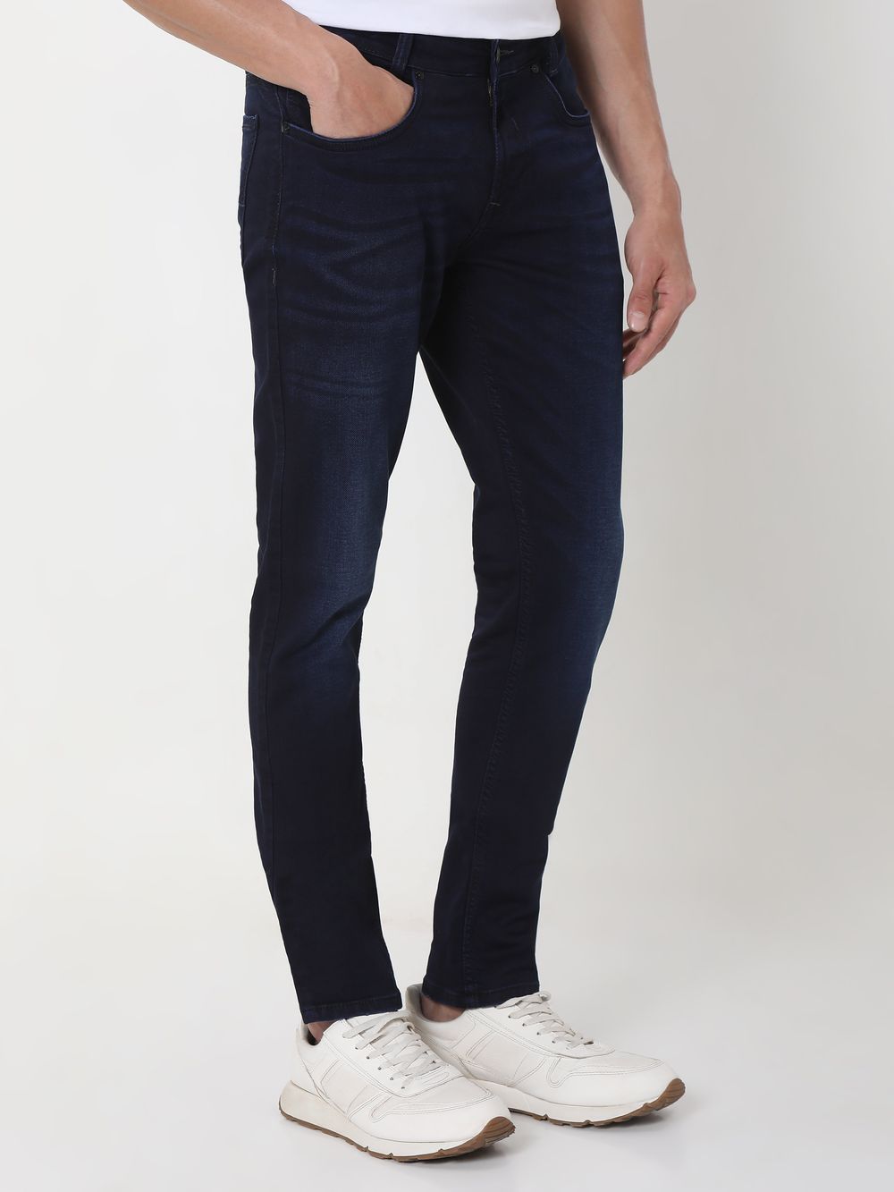 Deep Indigo Blue Skinny Fit Denim Deluxe Stretch Jeans