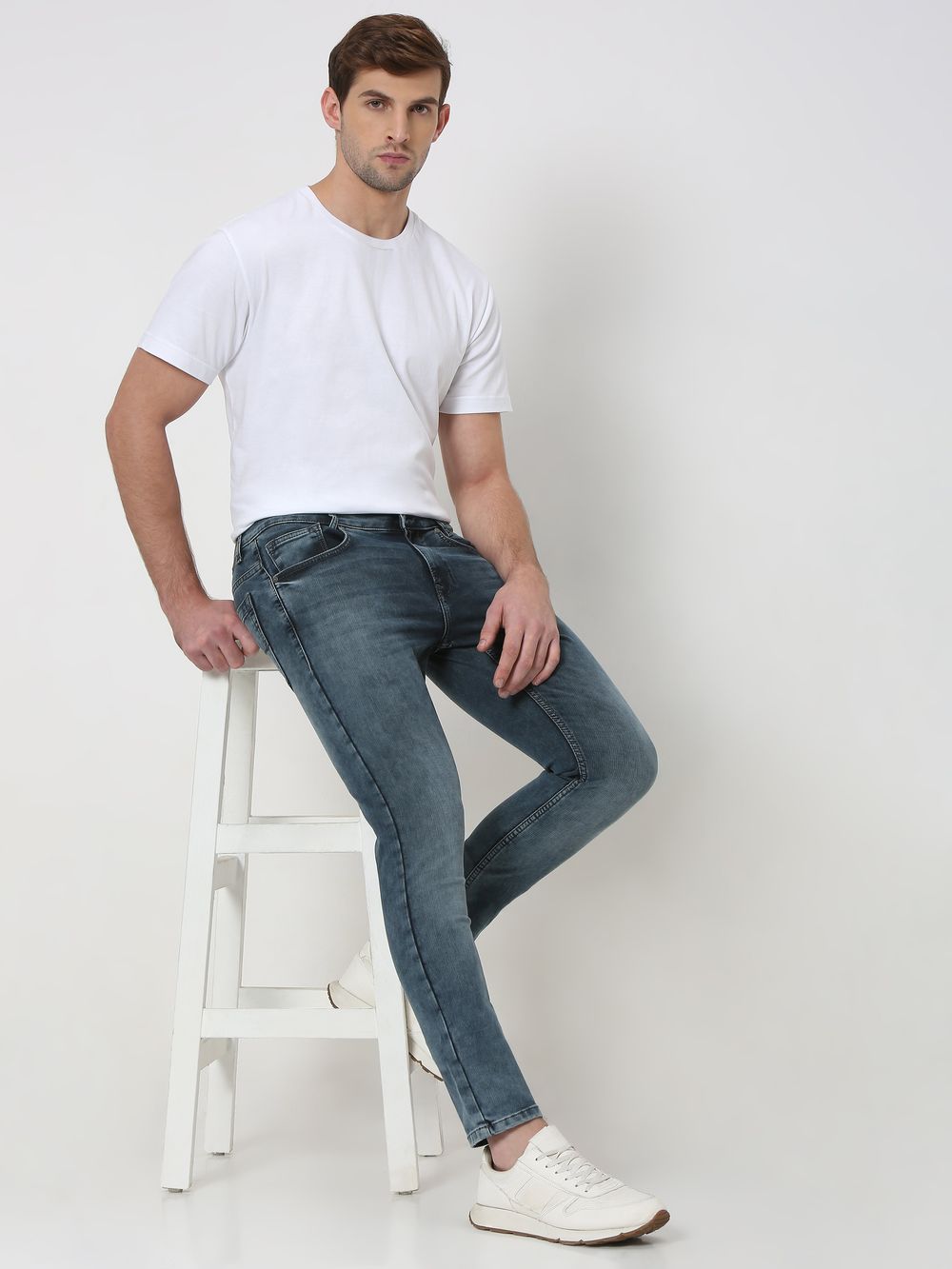 Blue Grey Skinny Fit Denim Deluxe Stretch Jeans