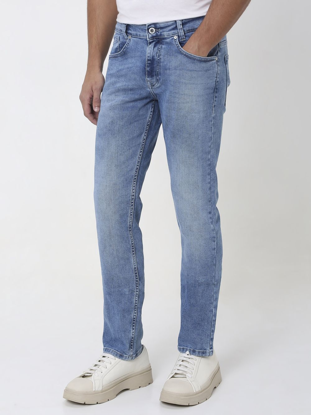 Mid Blue Super Slim Fit Originals Stretch Jeans