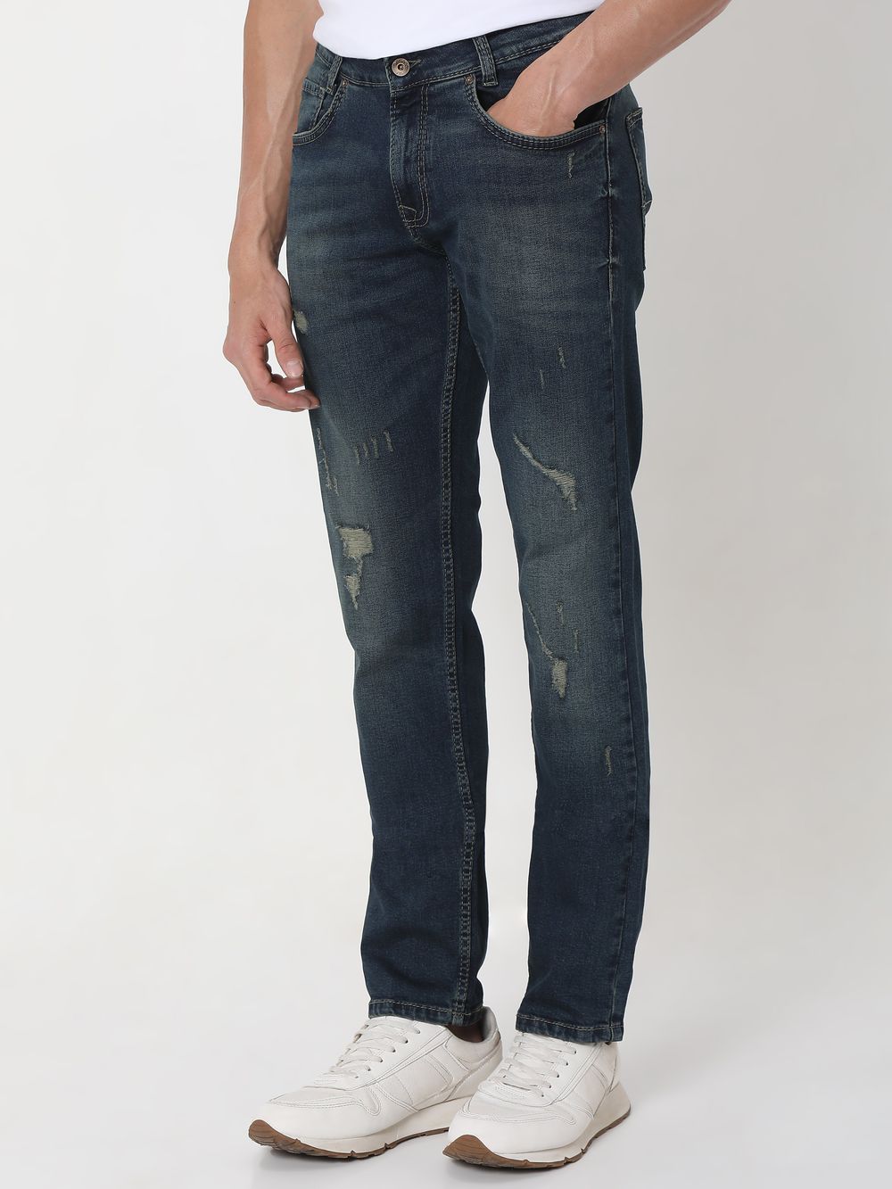 Tinted Super Slim Fit Distressed Stretch Jeans