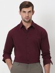 Maroon Stretch Plain Slim Fit Casual Shirt