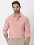 Pink Sandwashed Viscose Blend Slim Fit Casual Shirt