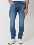 Mid Blue Straight Fit Denim Deluxe Stretch Jeans