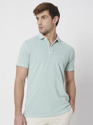 Light Green Plain Slim Fit Polo T-Shirt