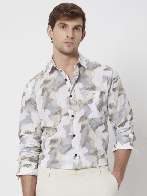 Camo Print Slim Fit Casual Shirt