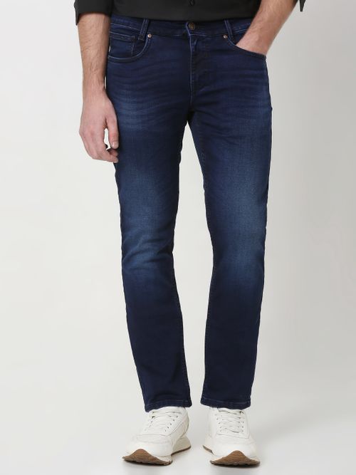 Dark Indigo Blue Super Slim Fit Denim Deluxe Stretch Jeans