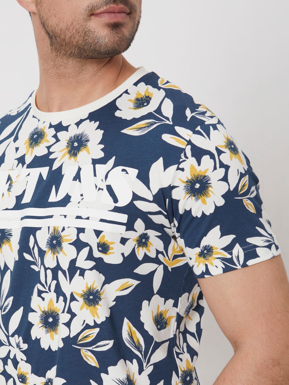 Navy Floral Print Slim Fit Jersey T-Shirt