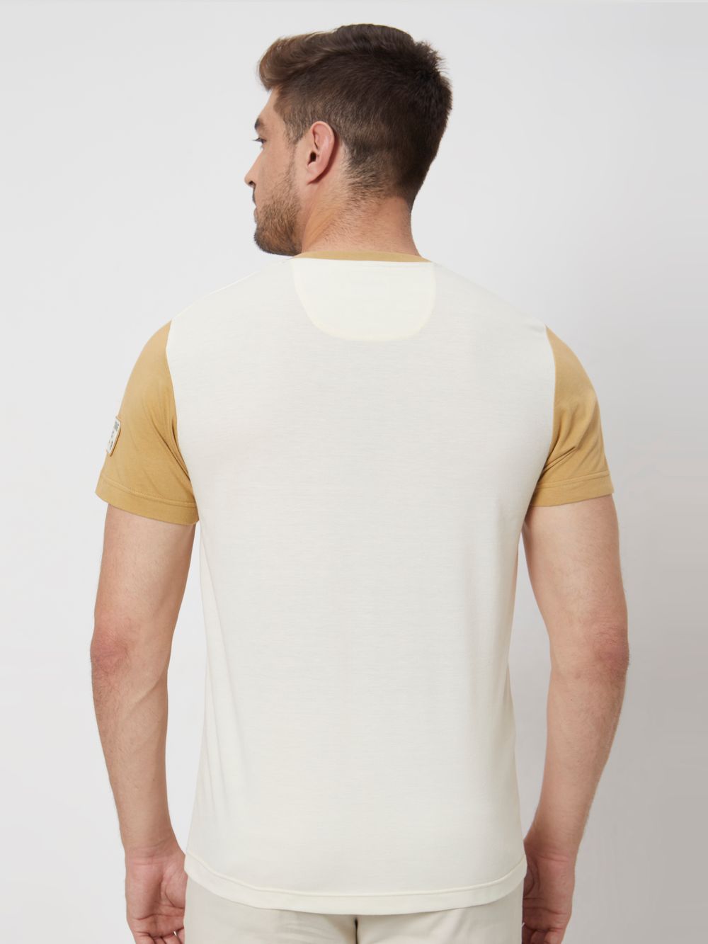 Buy Off White Cut Sew Plain Slim Fit Jersey T shirt Online at Muftijeans