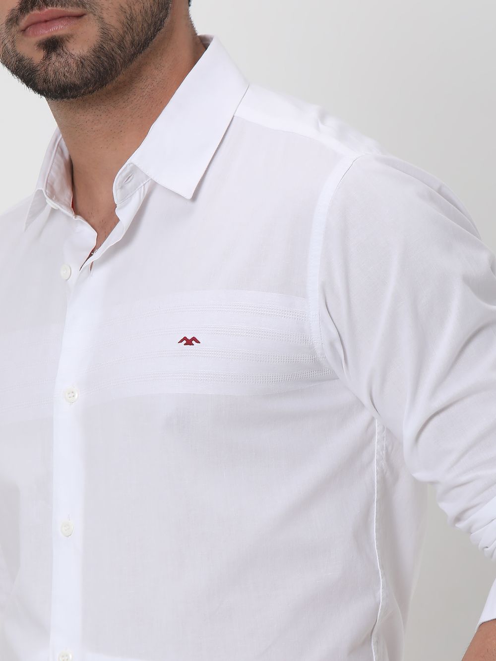 White Textured Dobby Slim Fit Casual Shirt