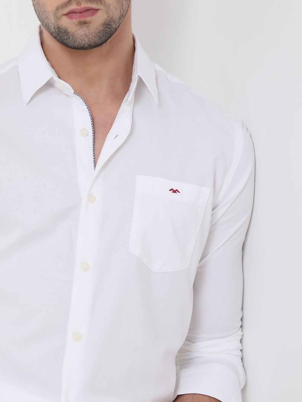 White Chambray Slim Fit Casual Shirt