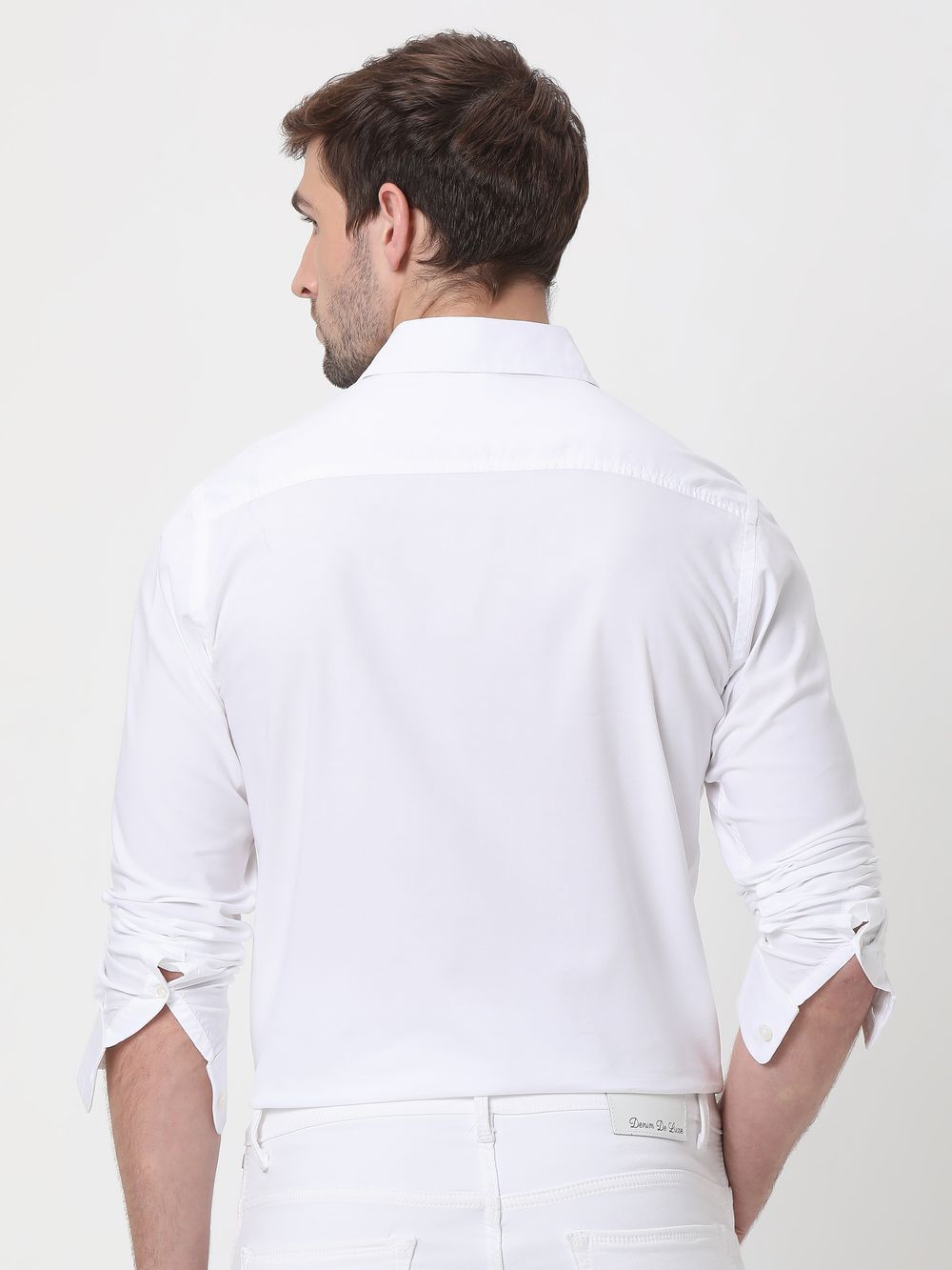 White Chambray Slim Fit Casual Shirt