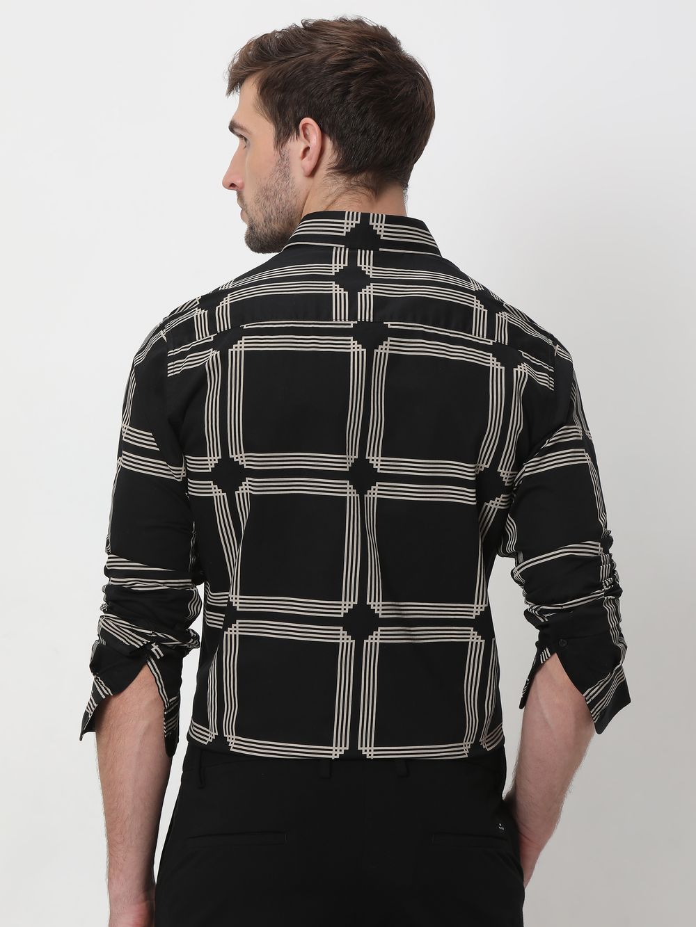 Black Printed Check Lightweight Shirt