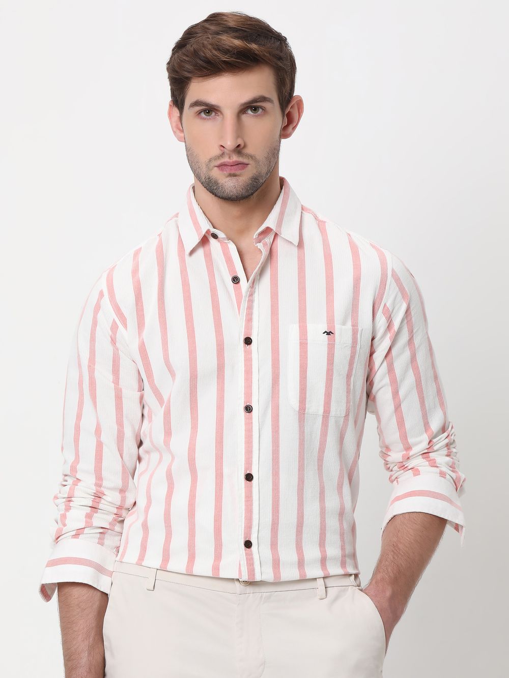 Pink Candy Stripe Corduroy Shirt