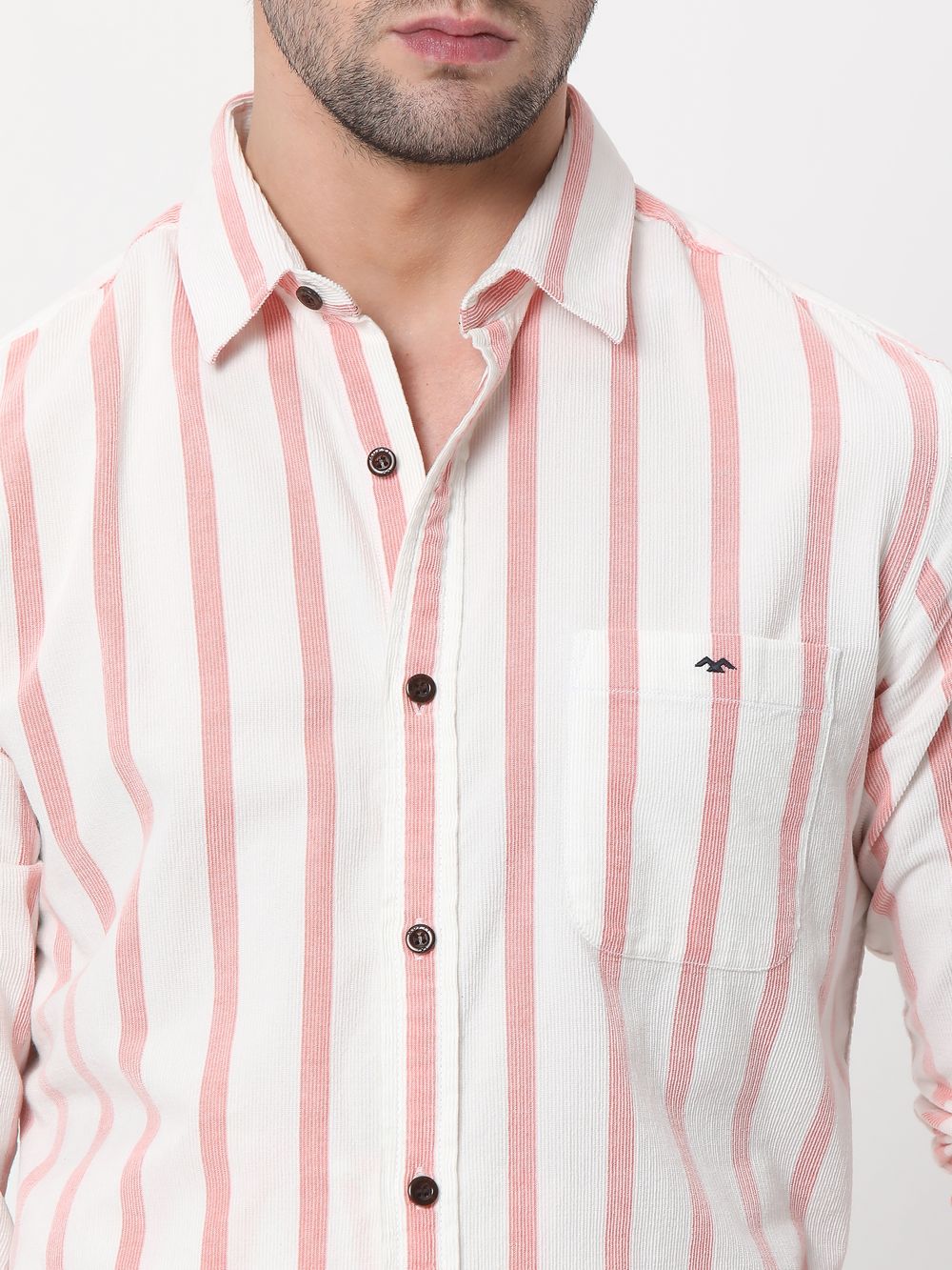 Pink Candy Stripe Corduroy Shirt