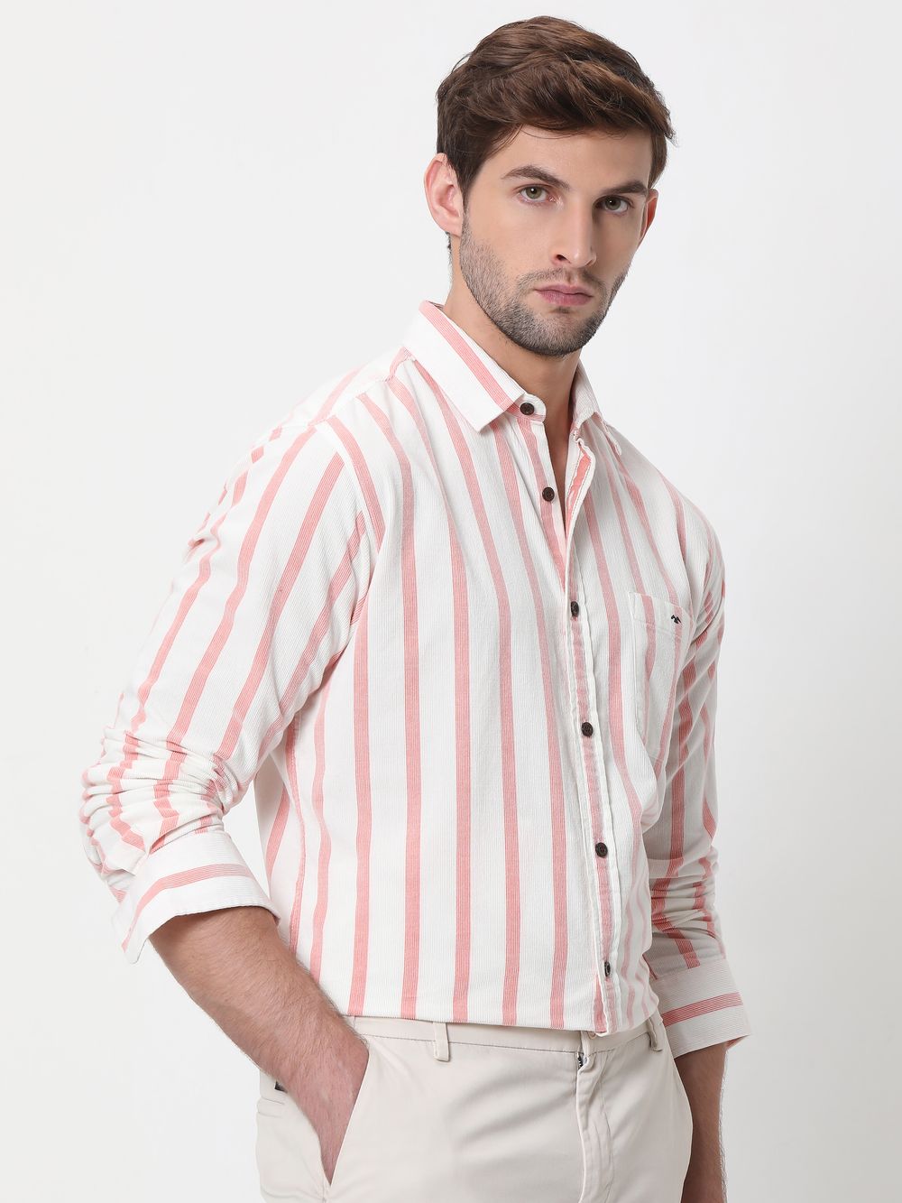 Pink Candy Stripe Corduroy Shirt