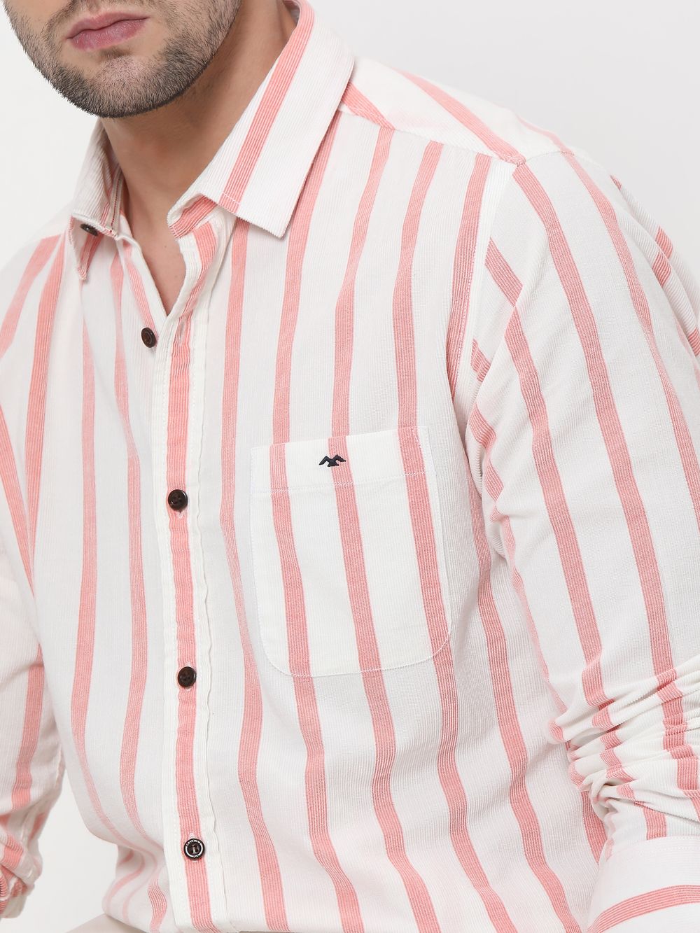 Pink Candy Stripe Corduroy Shirt