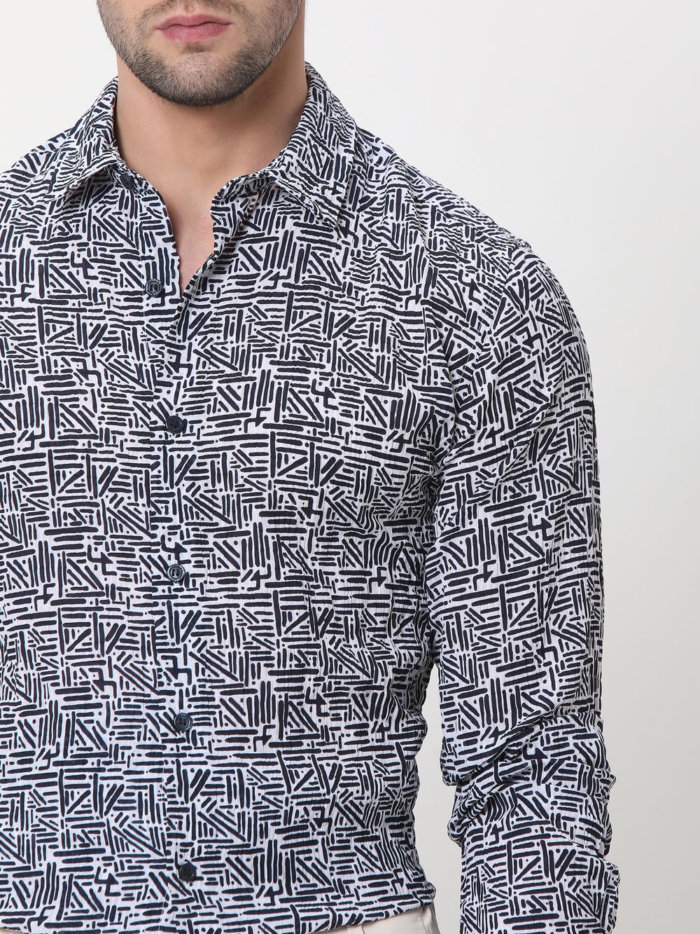 Navy Textured Print Shirt