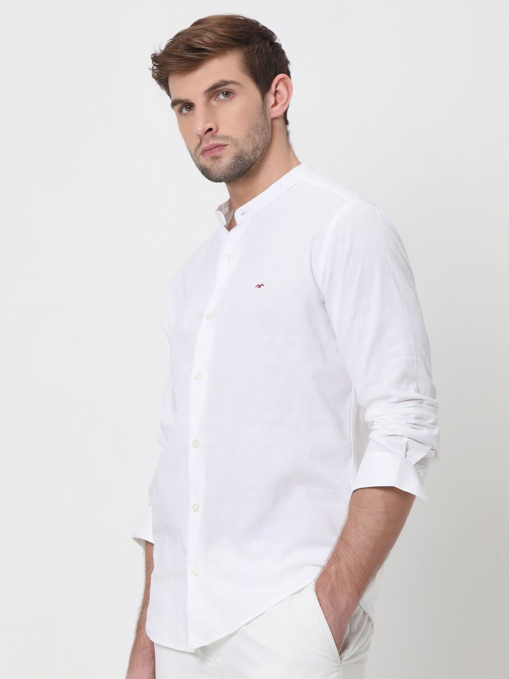 White Textured Dobby Shirt