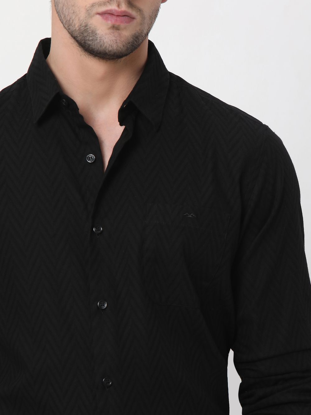 Black Textured Dobby Shirt