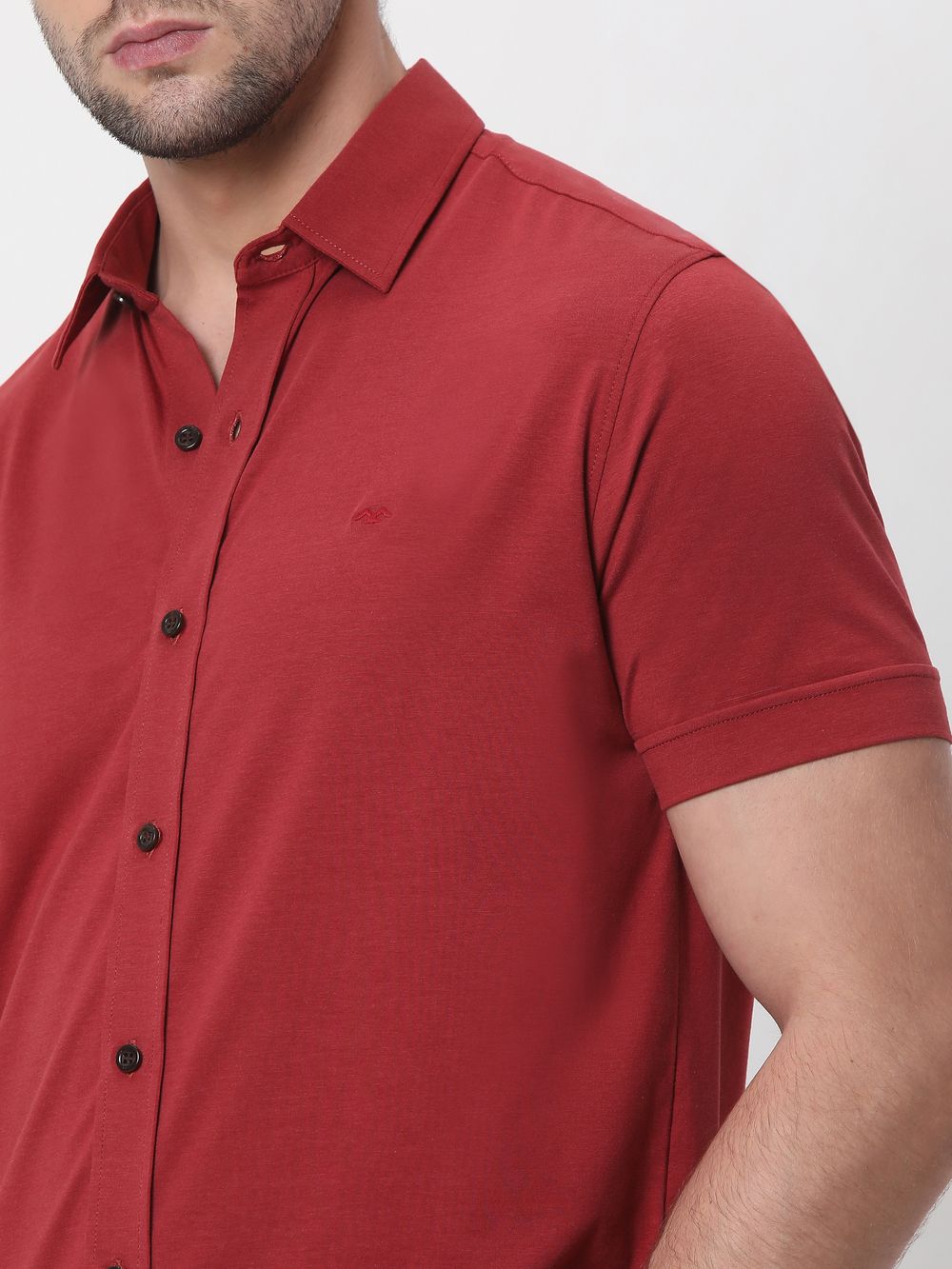 Red Stretch Plain Shirt