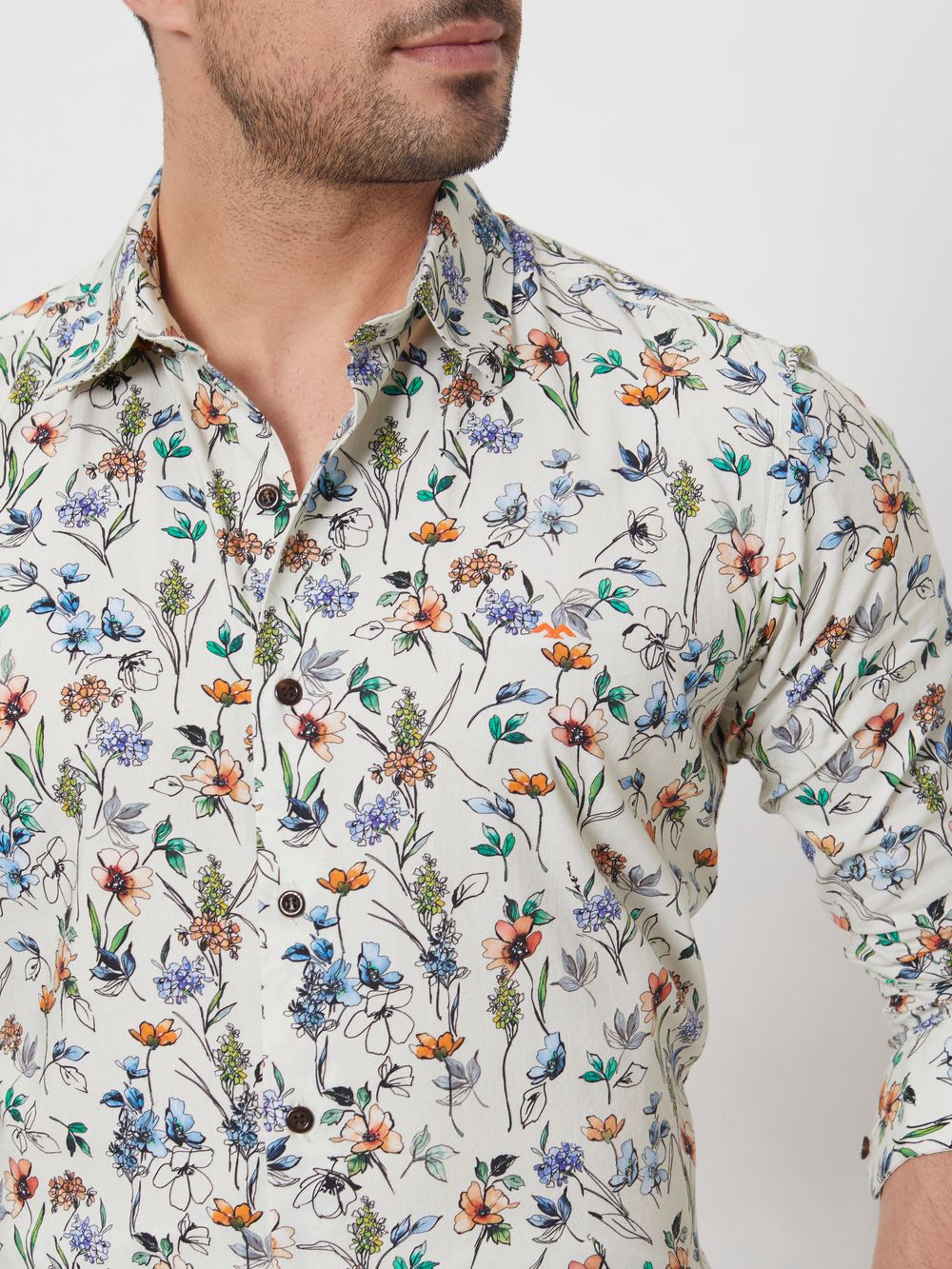 Multi Floral Print Slim Fit Casual Shirt