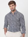 Navy Textured Print Shirt