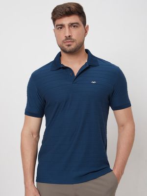 Teal Textured Plain Slim Fit Jersey T-Shirt