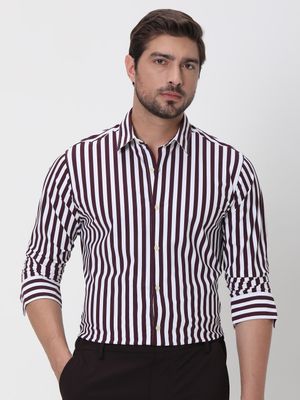 Maroon Candy Stripe Slim Fit Casual Shirt