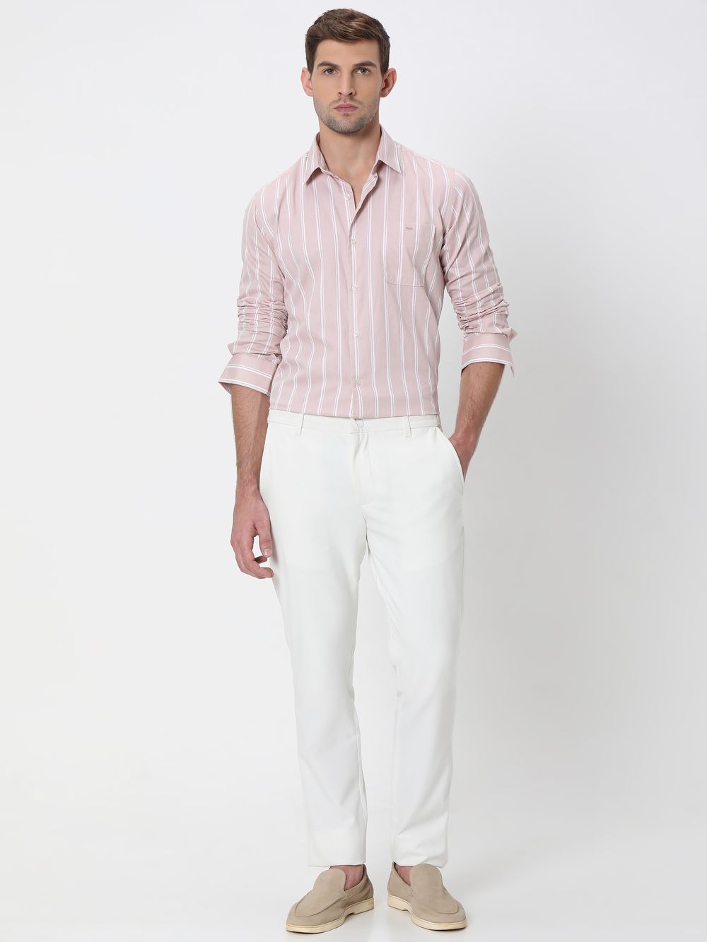 Pink Candy Stripe Slim Fit Casual Shirt